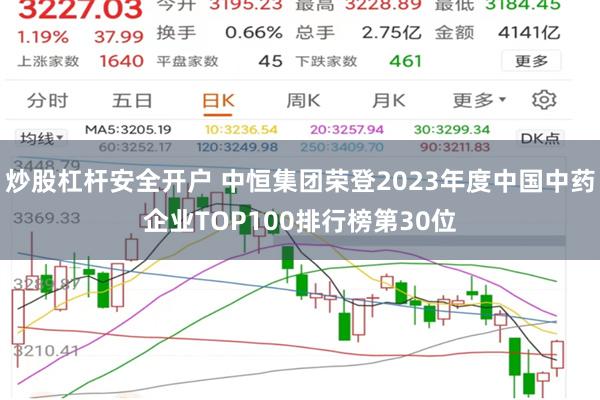 炒股杠杆安全开户 中恒集团荣登2023年度中国中药企业TOP100排行榜第30位