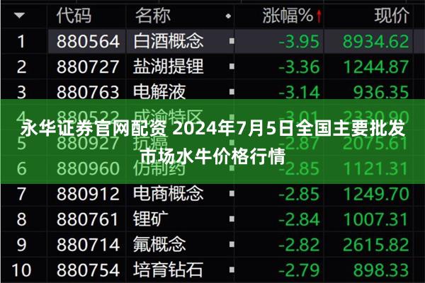 永华证券官网配资 2024年7月5日全国主要批发市场水牛价格行情