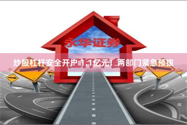 炒股杠杆安全开户 1.1亿元！两部门紧急预拨