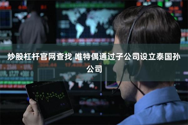 炒股杠杆官网查找 唯特偶通过子公司设立泰国孙公司